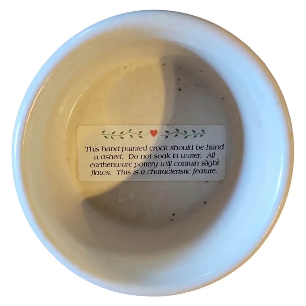 Vtg NWT Earthenware Handpainted Tan Crock Loon R.R.P. Co. Roseville Ohio - Picture 5 of 6